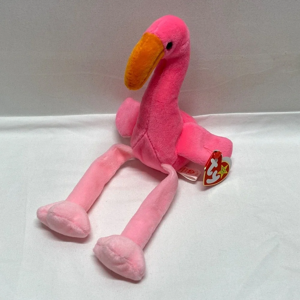 Vintage Ty Beanie Babies Pinky Flamingo Pink Bird Retired 1995 Rare See Tags MWT